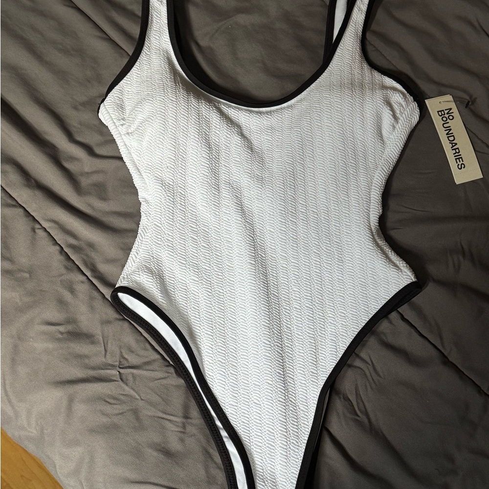 No Boundaries White and Black Bodysuit One piece swimsuit xs-s